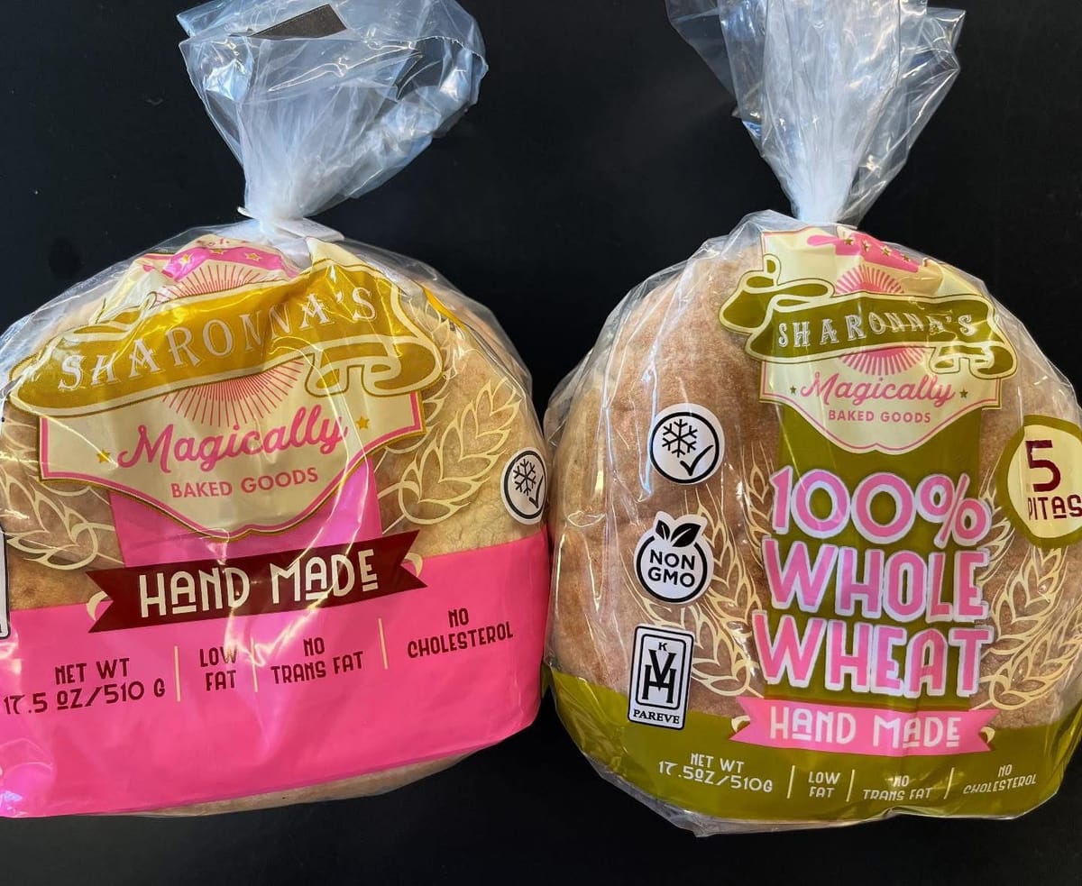 Sharonna's Classic and 100% Whole Wheat Artisan Pocket Pita packages